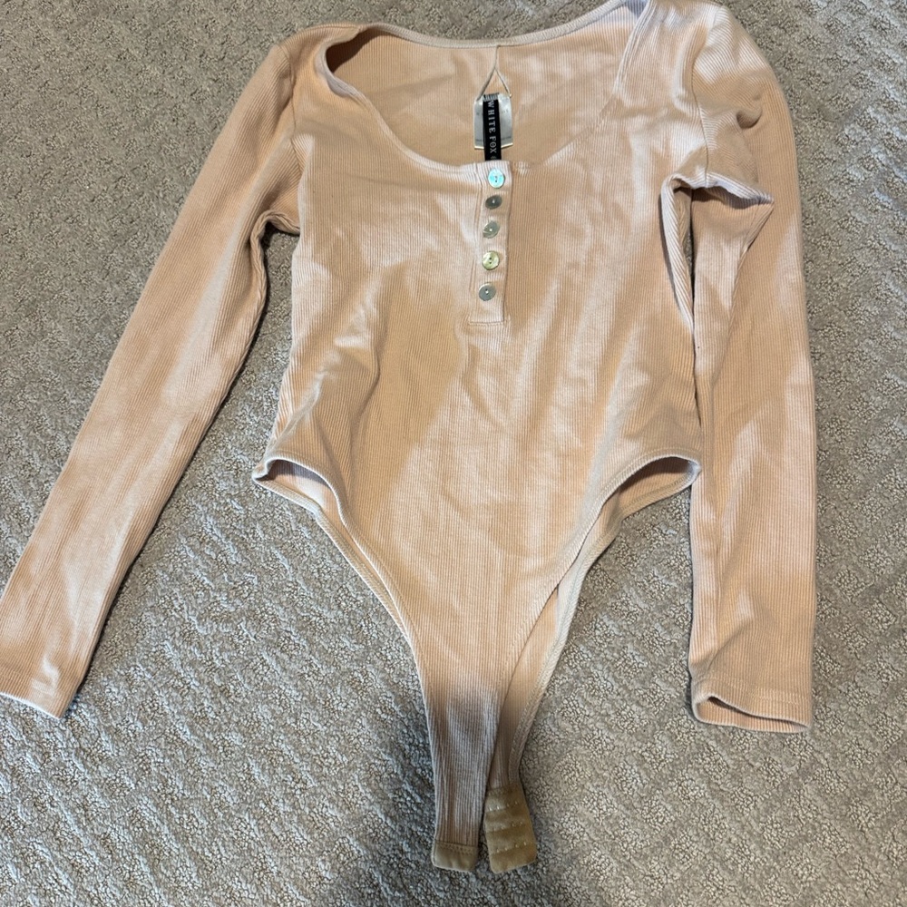 White Fox Boutique Beige Bodysuit